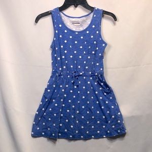 Basic Editions Girls’ Blue and White Polka Dot Dress, Size L 10/12